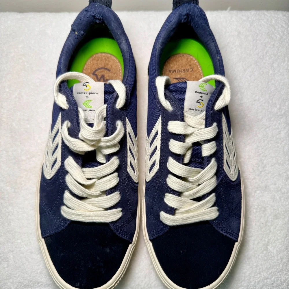Cariuma x Master-Piece OCA Low Navy Blue Suede Canvas Sneakers Women 8 Men 6.5